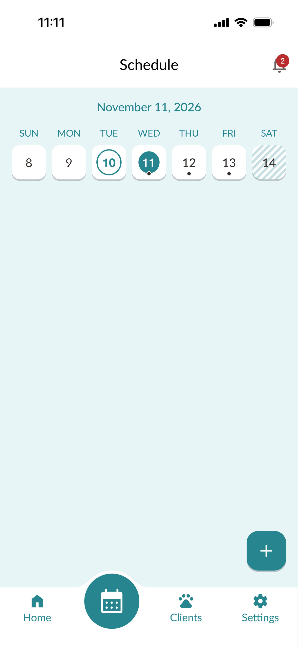 Elevyn schedule view with appointments and available time